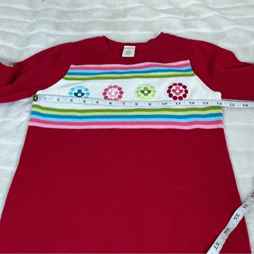 Gymboree Fall Winter Girls 8 Red Floral Sweater Dress School Casual Preppy City